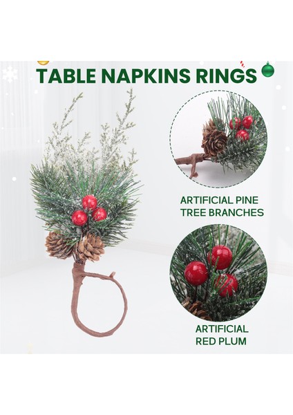 Noel Peçete Yüzükleri Seti 6, Yapay Çam Konileri ile Peçete Tutucu Yüzük Kırmızı Berry Dekor (Yurt Dışından) fırsatları