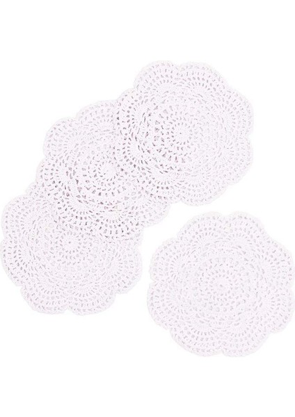 4pcs 8.6 Inç Doilies Tığ Işi Yuvarlak Dantel Doily El Yapımı Placemats Pamuk Tığ Işi Bardak Altlıkları (Beyaz) (Yurt Dışından) indirimleri