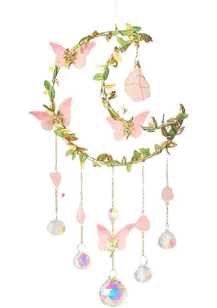 Butterflys Moon Tasarım ile Renkli Kristal Rüzgar Zil Pencere Ev Partisi Düğün Dekorasyonu Için Güzel Bahçeler Dekor (Yurt Dışından)