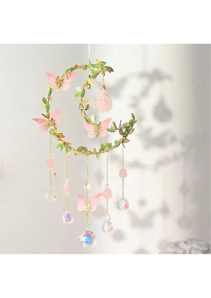 Butterflys Moon Tasarım ile Renkli Kristal Rüzgar Zil Pencere Ev Partisi Düğün Dekorasyonu Için Güzel Bahçeler Dekor (Yurt Dışından) fiyatları