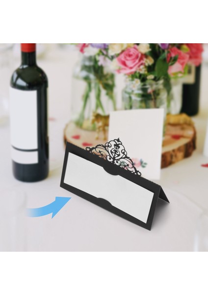 100 Pcs Masa Masa Kartları Beyaz Ekler ile Kartlar Taç Çadır Kartları Düğün Ziyaretleri Için Ad Kartları Büfe Gelin Siyah (Yurt Dışından) fiyatları