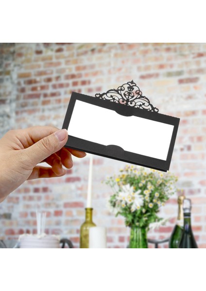 100 Pcs Masa Masa Kartları Beyaz Ekler ile Kartlar Taç Çadır Kartları Düğün Ziyaretleri Için Ad Kartları Büfe Gelin Siyah (Yurt Dışından) fırsatları