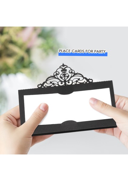 100 Pcs Masa Masa Kartları Beyaz Ekler ile Kartlar Taç Çadır Kartları Düğün Ziyaretleri Için Ad Kartları Büfe Gelin Siyah (Yurt Dışından) indirimleri
