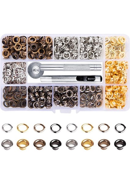 Grommets Kit 3/16INCH 400PCS Gözetler Kişiler Gözetler Ayakkabı Giysileri Için Grommet Setleri El Sanatları Çanta Dıy Projesi (4 Renk) (Yurt Dışından)