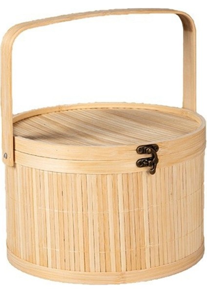 Bambu Dokuma Sepetler Antika Renkli Pasta Özel Hediye Sepeti Vintage Bambu Dokuma Öğle Yemeği Kutusu Sepeti (Yurt Dışından)
