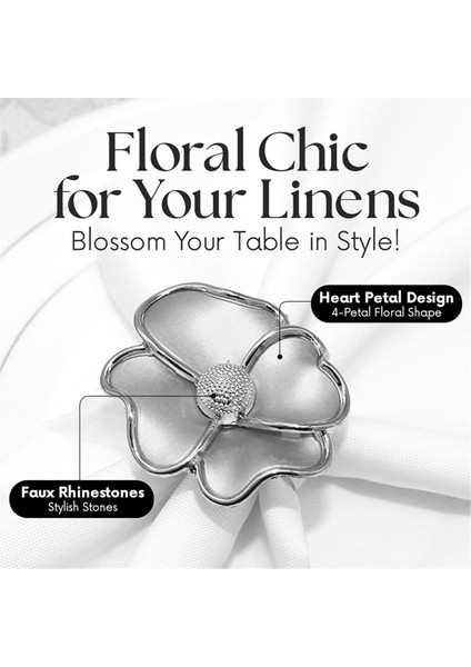 Çiçek Peçete Yüzükleri - Kağıt Peçeteleri Için Zarif Olmayan, Zarif Peçete Tutucuları ve Akşam Yemeği Için Masa Bezleri, 12 Kişilik Gümüş Seti (Yurt Dışından) modelleri