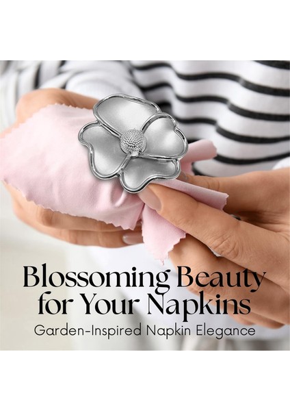 Çiçek Peçete Yüzükleri - Kağıt Peçeteleri Için Zarif Olmayan, Zarif Peçete Tutucuları ve Akşam Yemeği Için Masa Bezleri, 12 Kişilik Gümüş Seti (Yurt Dışından) fırsatları