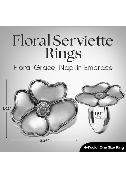 Çiçek Peçete Yüzükleri - Kağıt Peçeteleri Için Zarif Olmayan, Zarif Peçete Tutucuları ve Akşam Yemeği Için Masa Bezleri, 12 Kişilik Gümüş Seti (Yurt Dışından) indirimleri