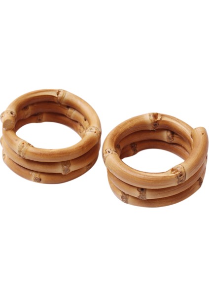 6 Paket Ev Yemek Masası Serviette Tokaları Göz Alıcı Bambu Kabuğu Masa Dekorasyon Peçete Halkaları Düğün, Yuvarlak (Yurt Dışından)