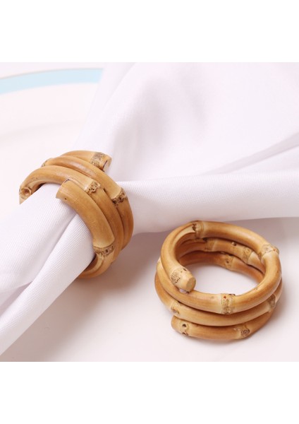 6 Paket Ev Yemek Masası Serviette Tokaları Göz Alıcı Bambu Kabuğu Masa Dekorasyon Peçete Halkaları Düğün, Yuvarlak (Yurt Dışından) fiyatları