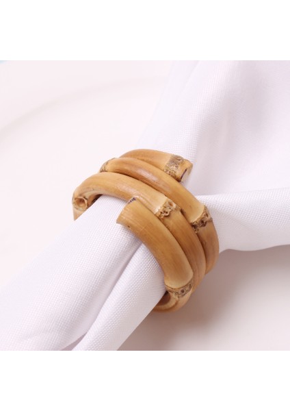 6 Paket Ev Yemek Masası Serviette Tokaları Göz Alıcı Bambu Kabuğu Masa Dekorasyon Peçete Halkaları Düğün, Yuvarlak (Yurt Dışından) modelleri