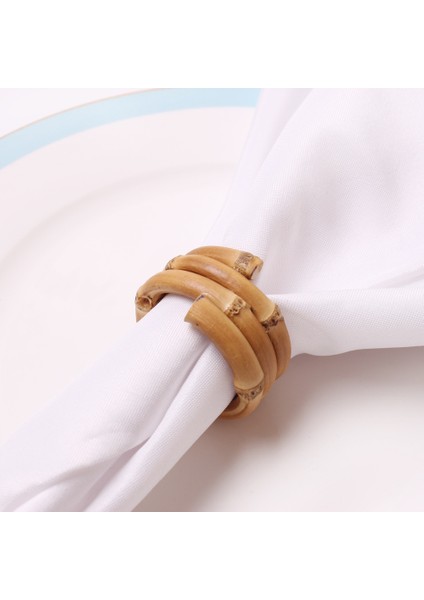 6 Paket Ev Yemek Masası Serviette Tokaları Göz Alıcı Bambu Kabuğu Masa Dekorasyon Peçete Halkaları Düğün, Yuvarlak (Yurt Dışından) fırsatları