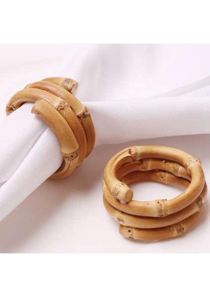 6 Paket Ev Yemek Masası Serviette Tokaları Göz Alıcı Bambu Kabuğu Masa Dekorasyon Peçete Halkaları Düğün, Yuvarlak (Yurt Dışından) indirimleri