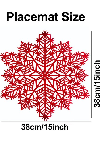 Kar Tanesi Placemats Dekorasyonları Kırmızı Kar Tanesi Tablematları Mutfak Masa Paspasları Noel Tatili Düğün Dekoratif A (Yurt Dışından) fiyatları