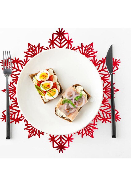 Kar Tanesi Placemats Dekorasyonları Kırmızı Kar Tanesi Tablematları Mutfak Masa Paspasları Noel Tatili Düğün Dekoratif A (Yurt Dışından) fırsatları