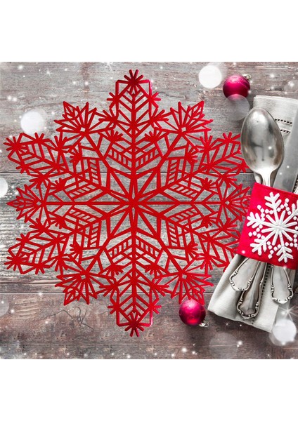 Kar Tanesi Placemats Dekorasyonları Kırmızı Kar Tanesi Tablematları Mutfak Masa Paspasları Noel Tatili Düğün Dekoratif A (Yurt Dışından) indirimleri