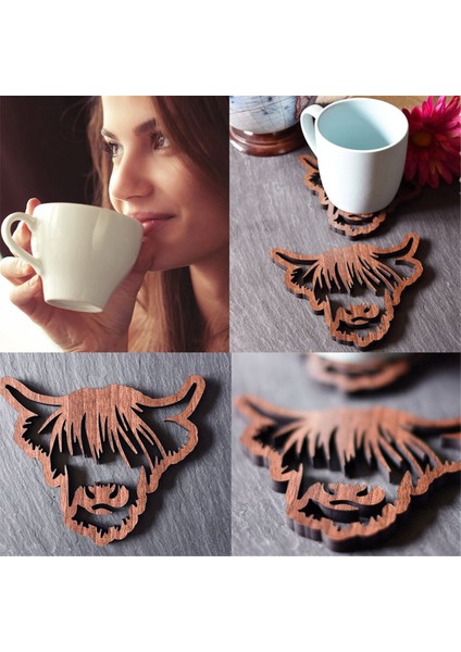 Hayvan Tasarımı Ahşap Bardak Altlıkları, Ahşap Highland Inek Bardak Altlıkları, 4 Adet Iskoç Highland Inek Bardak Altlıkları, Tabanlı Bardak Altlıkları (Yurt Dışından) fırsatları