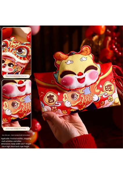 2024 Dragon Yılı Çin Yeni Yıl Kumaş Kırmızı Zarf Bahar Festivali Çocuk Yeni Yıl Para Kırmızı Zarf E (Yurt Dışından)