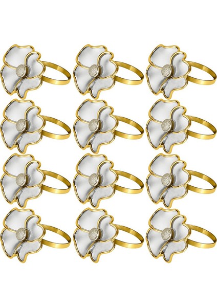 Çiçek Peçete Yüzükleri - Akşam Yemeği Için Kağıt Peçeteler ve Masa Bezleri Için Rast Olmayan, Zarif Peçete Tutucular, 12 Kişilik Altın Seti (Yurt Dışından)