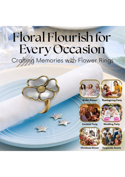 Çiçek Peçete Yüzükleri - Akşam Yemeği Için Kağıt Peçeteler ve Masa Bezleri Için Rast Olmayan, Zarif Peçete Tutucular, 12 Kişilik Altın Seti (Yurt Dışından) modelleri