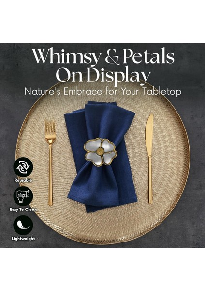 Çiçek Peçete Yüzükleri - Akşam Yemeği Için Kağıt Peçeteler ve Masa Bezleri Için Rast Olmayan, Zarif Peçete Tutucular, 12 Kişilik Altın Seti (Yurt Dışından) indirimleri