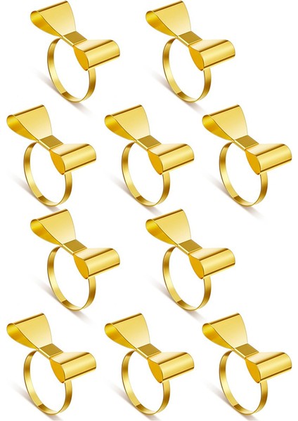 10 Adet Yay Peçete Halkaları Altın Bowknot Peçeteli Halkalar Peçete Halkaları Metal Yay Peçete Tutucu Serviette Tokaları (Yurt Dışından)