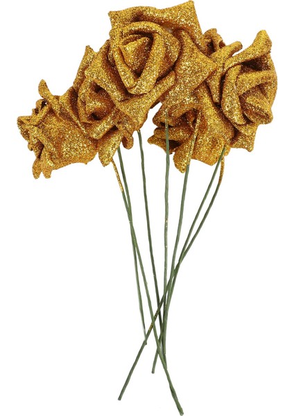 7pcs Köpük Parıltı Yapay Gül Dekor, Altın (Yurt Dışından) indirimleri