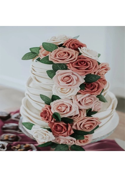 25PCS Yapay Gül Çiçekleri Yapay Görünümlü Güller Düğün Buketleri Centerpieces Gelin Duş Partisi Ev Dekor, D (Yurt Dışından) fırsatları