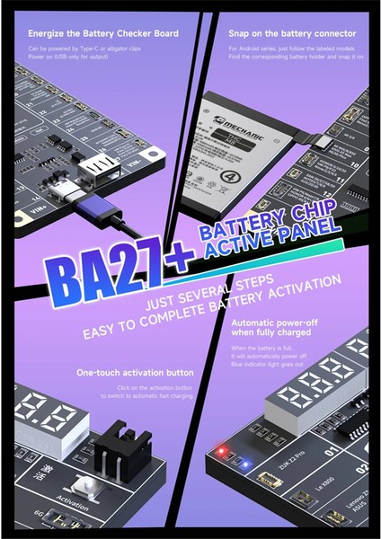 Mekanik BA27 Plus Pil Chip Aktivite Panel Hızlı Şarj Pil Aktivasyon Kartını iPhone 6-16 Serisi Samsung Xiaomi Için (Yurt Dışından) indirimleri