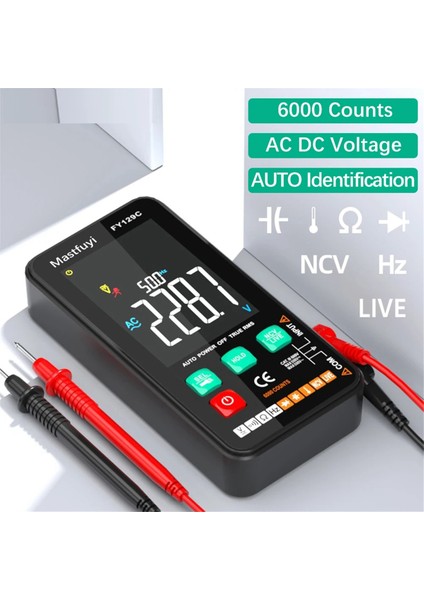 Mastfuyi Smart Dijital Multimetre Braket LCD Renk Ekran Ac/dc Voltaj Test Cihazı Ohm Diyot Ncv Frekans Canlı Tel Kontrol (Yurt Dışından) indirimleri