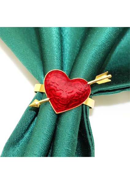 6pcs Valentine Kalp Peçete Yüzükleri Sevgililer Günü Düğün Masa Dekoru Için Kırmızı ve Altın Kalp Peçete Tutucu (Yurt Dışından) fiyatları