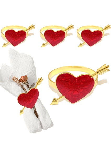 6pcs Valentine Kalp Peçete Yüzükleri Sevgililer Günü Düğün Masa Dekoru Için Kırmızı ve Altın Kalp Peçete Tutucu (Yurt Dışından) modelleri