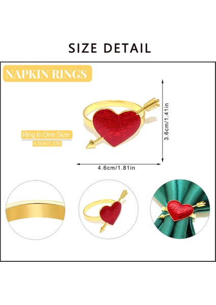 6pcs Valentine Kalp Peçete Yüzükleri Sevgililer Günü Düğün Masa Dekoru Için Kırmızı ve Altın Kalp Peçete Tutucu (Yurt Dışından) fırsatları