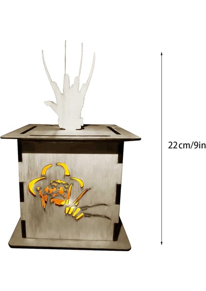 El Yapımı Cadılar Bayramı Fener Dekorasyonları, LED Mum ile Ahşap Korku Fener Lambası, Komik Dekoratif Işıklar E Tarzı (Yurt Dışından) indirimleri