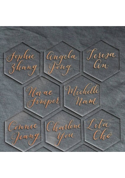 20PCS Açık Akrilik Altıgen Boş Yer Kartları Düğün Dekorasyonu Tablo Numaraları Konuk Adı (Yurt Dışından) fiyatları