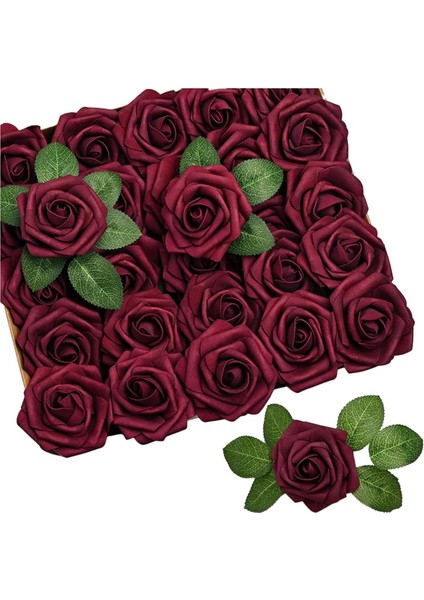 25PCS Yapay Gül Çiçekleri Yapay Görünümlü Güller Düğün Buketleri Centerpieces Gelin Duş Partisi Ev Dekor, E (Yurt Dışından)