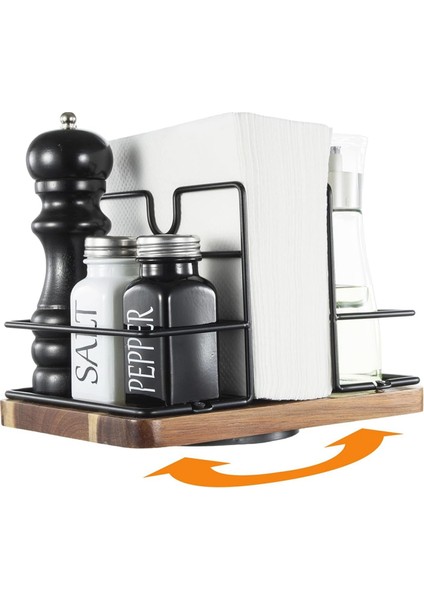 Masa Için Peçete Tutucu, Tuz ve Karabiberle Dönen Metal Peçete Tutucusu, Döner Ayakta Duran Peçete Dağıtıcısı (Yurt Dışından) fiyatları