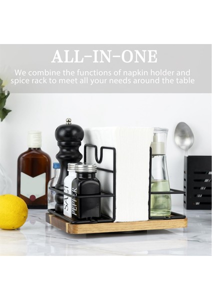 Masa Için Peçete Tutucu, Tuz ve Karabiberle Dönen Metal Peçete Tutucusu, Döner Ayakta Duran Peçete Dağıtıcısı (Yurt Dışından) fırsatları