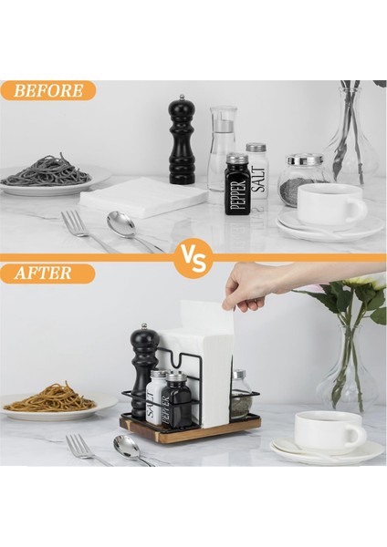 Masa Için Peçete Tutucu, Tuz ve Karabiberle Dönen Metal Peçete Tutucusu, Döner Ayakta Duran Peçete Dağıtıcısı (Yurt Dışından) indirimleri