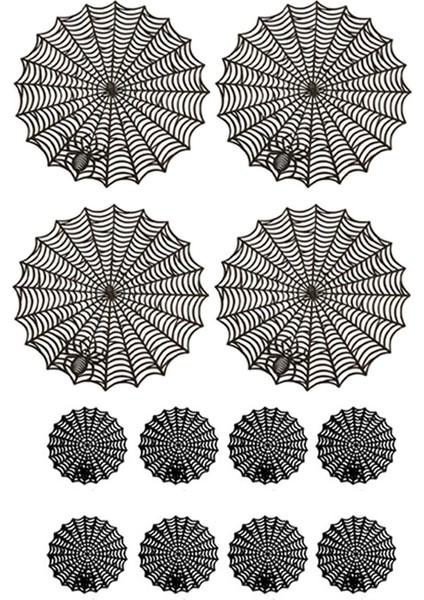 12PCS 15 Inç Cadılar Bayramı Örümcek Web Placemats 3.94 Inç Fincan Mat Cadılar Bayramı Placemats Örümcek Web Masası Paspasları (Yurt Dışından)