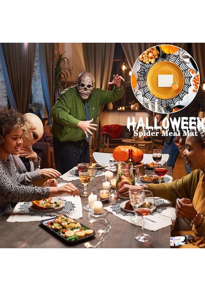 12PCS 15 Inç Cadılar Bayramı Örümcek Web Placemats 3.94 Inç Fincan Mat Cadılar Bayramı Placemats Örümcek Web Masası Paspasları (Yurt Dışından) indirimleri