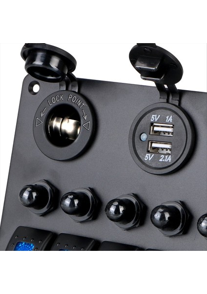 Evrensel Araba Rv 6 Anahtar Paneli 12/24V Rocker Panel Voltmetre USB Şarj Cihazı Devre Kesici Test Cihazı Işık Geçiş C. (Yurt Dışından) fiyatları