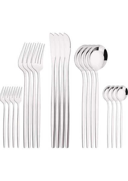 20 Parça Gümüş Yemek Takımı Paslanmaz Çelik Yemek Biftek Bıçağı Meyve (Yurt Dışından)