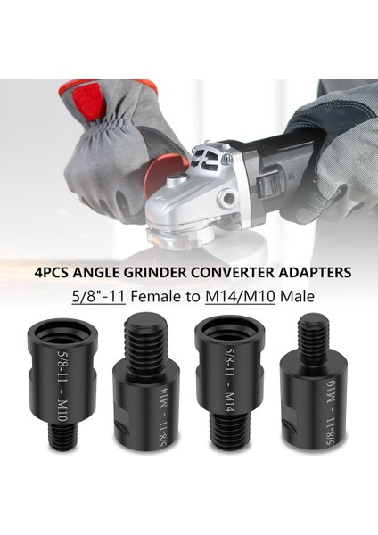 4pc Açı Öğütücü Dönüştürücü Adaptörler, 5/8in-11 DIŞI-M14/M10 Erkek Iplik Adaptörü, Açılı Öğütücü Parlatıcı Matkap Ucu (Yurt Dışından) modelleri