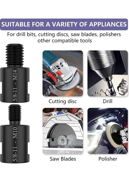 4pc Açı Öğütücü Dönüştürücü Adaptörler, 5/8in-11 DIŞI-M14/M10 Erkek Iplik Adaptörü, Açılı Öğütücü Parlatıcı Matkap Ucu (Yurt Dışından) indirimleri