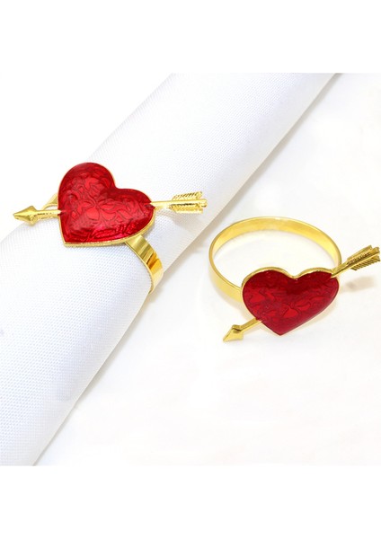 6pcs Valentine Kalp Peçete Yüzükleri Sevgililer Günü Düğün Masa Dekoru Için Kırmızı ve Altın Kalp Peçete Tutucu (Yurt Dışından) indirimleri