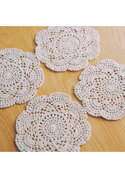 4pcs 8.6 Inç Doilies Tığ Işi Yuvarlak Dantel Doily El Yapımı Placemats Pamuk Tığ Işi Bardak Altlıkları (Bej) (Yurt Dışından) fırsatları