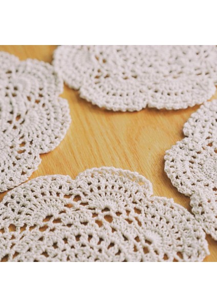 4pcs 8.6 Inç Doilies Tığ Işi Yuvarlak Dantel Doily El Yapımı Placemats Pamuk Tığ Işi Bardak Altlıkları (Bej) (Yurt Dışından) indirimleri