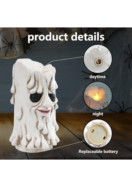 2pcs Cadılar Bayramı Alevsiz Mumlar Lamba Korku Ürkütücü Hayalet Hayalet Alev Almaz Mum Cadılar Bayramı Kapalı ve Dış Mekan Dekorasyon (Yurt Dışından) fırsatları