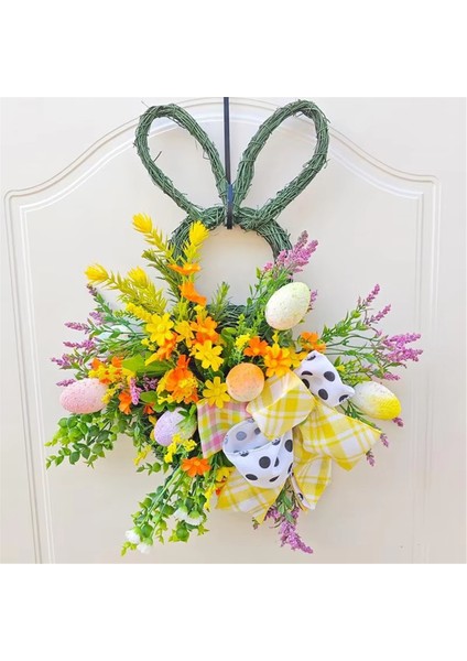 Ilkbahar Paskalya Tavşanı Çelenk Yapay Çiçek Tavşan Yumurta Rattan Rattan Ilkbahar Ön Kapı Çelenk Rustik El Yapımı (Yurt Dışından) indirimleri
